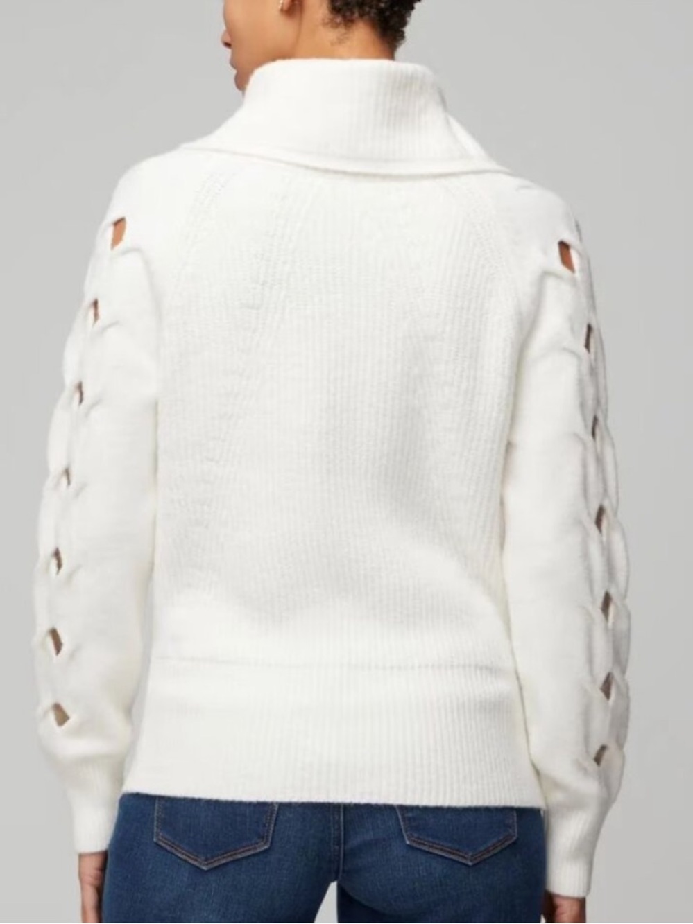 new WHITE HOUSE BLACK MARKET novelty sleeve full zip sweater S - Picture 3 of 8